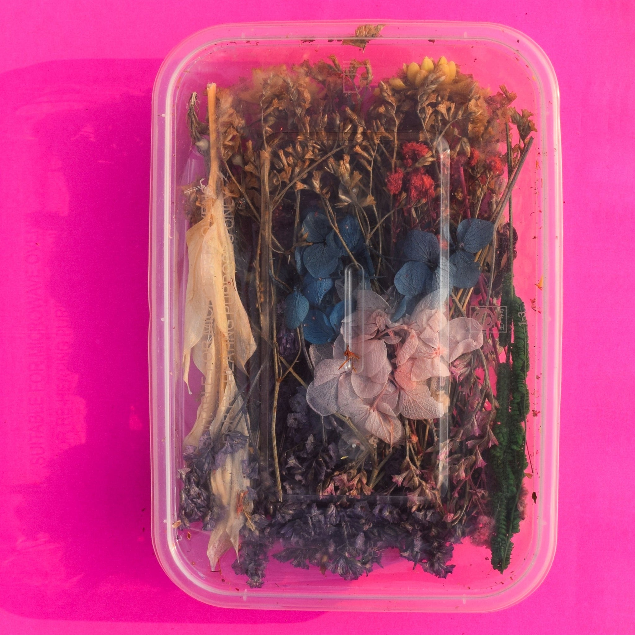 Dried flower - Light pink and blue with grass